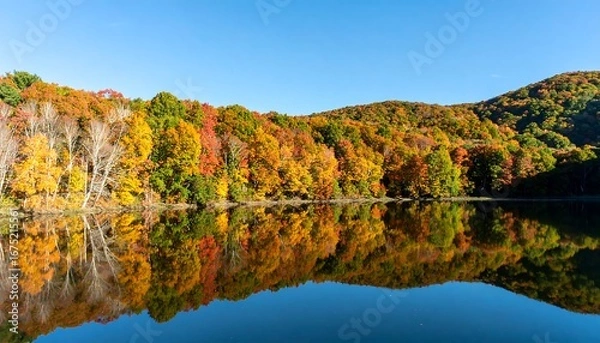 Obraz Autumn Foliage Reflects on Lake (1)