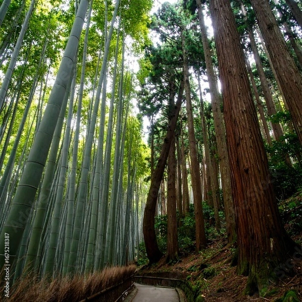 Fototapeta Bamboo & Conifer Forest Path