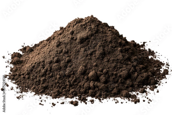 Obraz Pile of dark soil isolated on a transparent background suitable for gardening, landscaping, and agricultural projects showcasing its rich texture and nutrient content