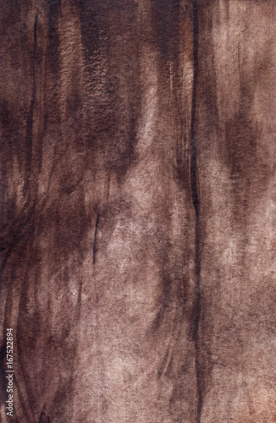 Fototapeta Watercolor brown wood board surface realistic texture background