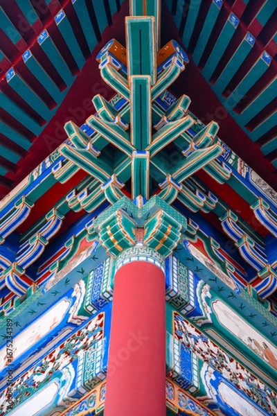 Obraz Exquisite painted decorations on the eaves of ancient Chinese buildings