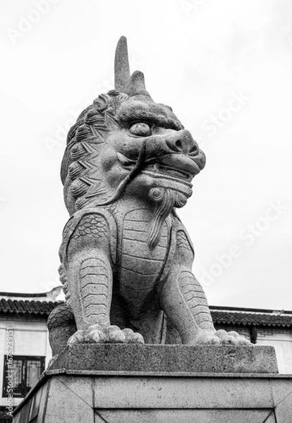 Obraz stone lion statue in forbidden city