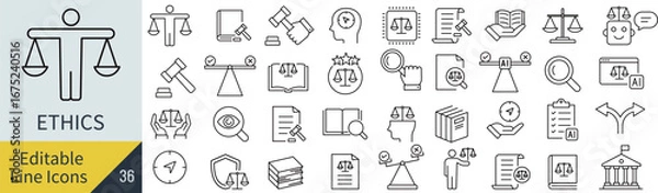Obraz 線の編集ができる倫理に関するアイコンセット（アウトライン化していない）

