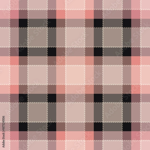 Fototapeta Seamless classic checkered pattern. Peach, gray tartan plaid.