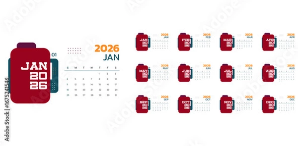 Obraz Calendar 2026 , corporate design planner template.
Important information