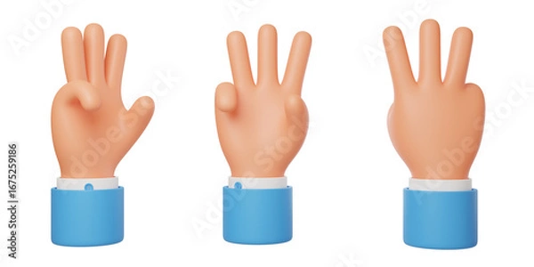 Fototapeta 3D Gesture action Interactive gesture Count three