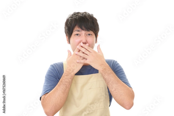 Obraz エプロン姿の男性