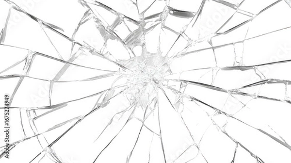 Obraz A shattered window with a hole in the middle