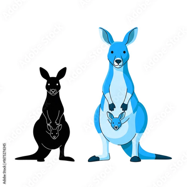 Obraz black silhoutte cangaroo vector design