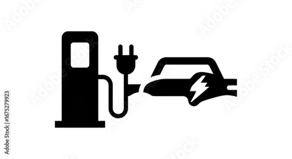 Fototapeta Electric car charging station symbol