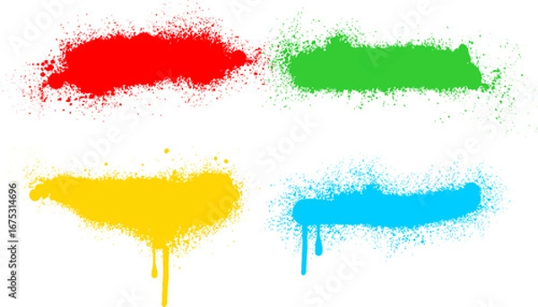 Fototapeta Vector red drips,splats.Abstract grunge blood, Vector rainbow, red, yellow, green, blue and white ink splash, blot and brush stroke Grunge textured element. Colorful paint splat.Paint splashes set.