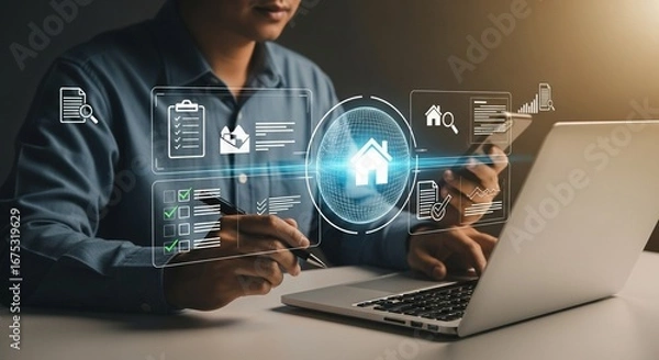 Fototapeta Leveraging Digital Technologies for Enhanced Property Management Efficiency and Data Analysis