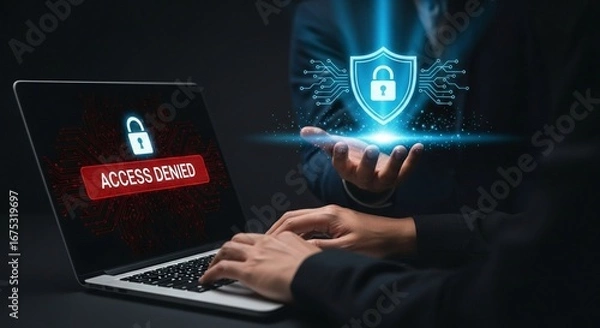 Fototapeta Protecting Sensitive Data Online Security Access Denied Cyber Threat Prevention