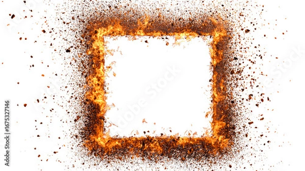 Fototapeta A fire is burning in a square frame
