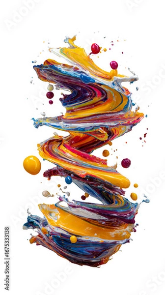 Fototapeta A colorful swirl of paint with a yellow center