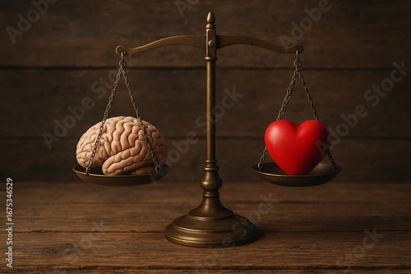 Fototapeta Heart Balancing on a Scale to Represent Emotional Intelligence