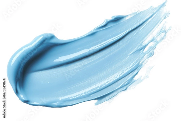 Fototapeta Light blue cream smear isolated on transparent background with smooth texture and vibrant color for artistic applications and design