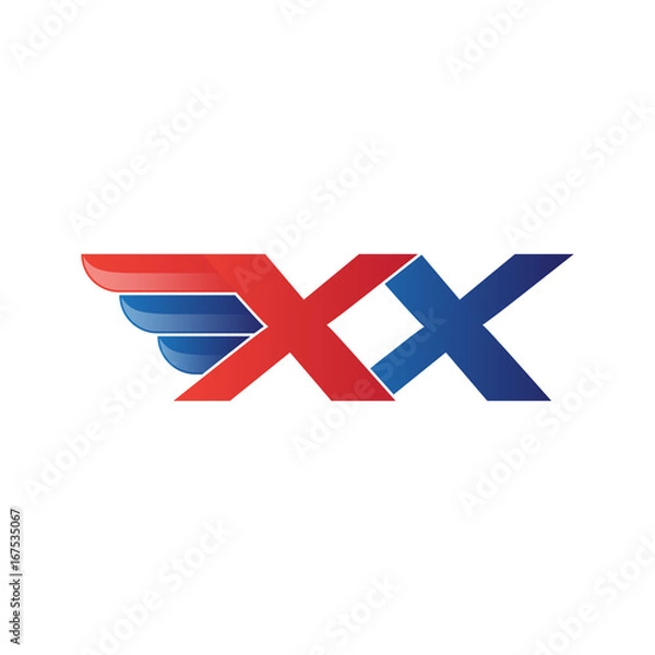 Fototapeta fast initial letter logo vector wing