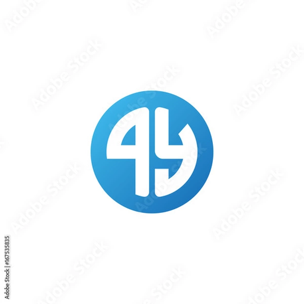 Fototapeta Initial letter PY, rounded letter circle logo, modern gradient blue color	
 
