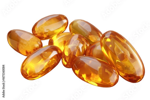 Fototapeta Vitamin pills captured in high resolution on a transparent background showcasing their natural shine and smooth texture