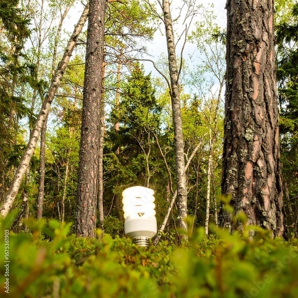Obraz A white lightbulb in a forest