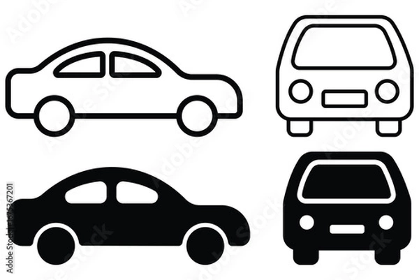 Fototapeta Car vector line icon set. Simple outline and fill style  cars sign symbol. vector flat icons on white background.  vector illustrations.