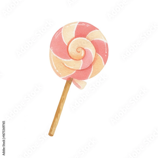 Fototapeta Swirl lollipop candy isolated on transparent background