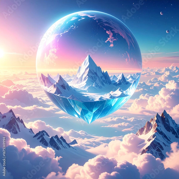 Obraz Magical sphere over mountains