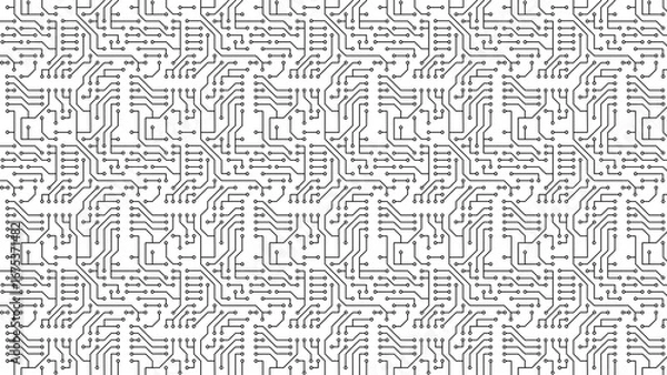 Fototapeta Seamless circuit board pattern vector design for technology background and wallpaper use