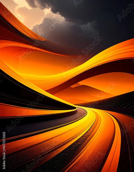 Obraz Orange winding road abstract illustration