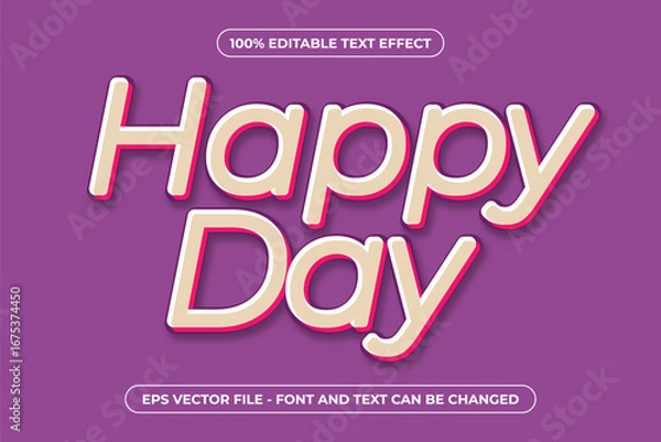 Obraz Happy Day - 3D Editable Text Effect
