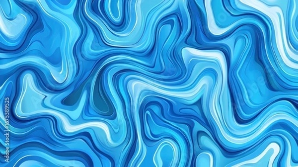 Fototapeta Abstract Liquid Marble Texture with Swirling Blues and Whites Pattern