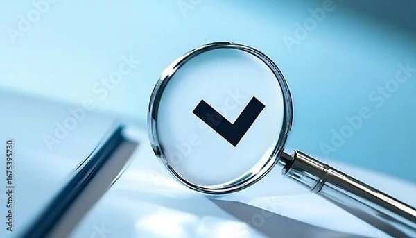 Obraz magnifying glass and check mark icon,show check the authenticity of the document, concept of rules of conduct rules and policies company regulations Terms and Conditions 
