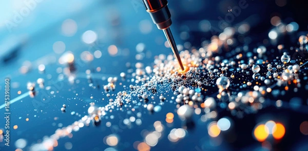 Fototapeta Nanotech microchip circuit coating innovation with precise energy pulse on glossy board