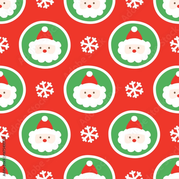 Obraz Santa Claus and snowflakes seamless pattern design for background, wallpaper, textile design, fabric, card, wrapping paper, carpet, notebook, diary cover, blanket, blanket for kids, decorative and etc