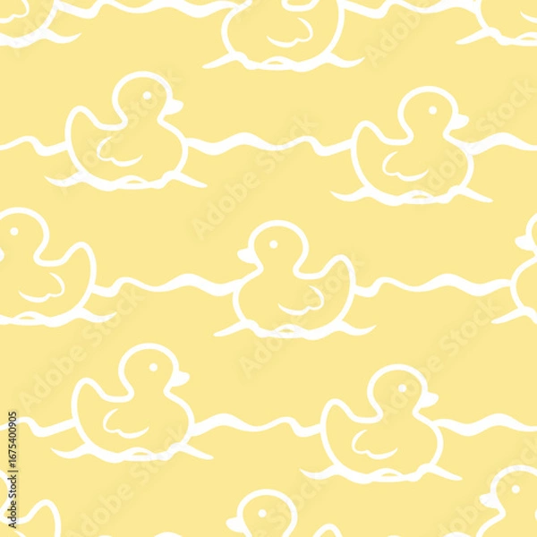 Obraz cute duck seamless pattern design for background, wallpaper, textile design, fabric, card, wrapping paper, carpet, notebook, diary cover, blanket, blanket for kids, decorative and etc.