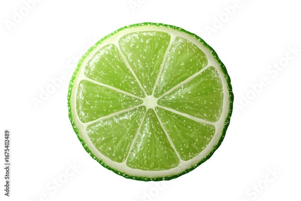Fototapeta Fresh lime fruit slice isolated on a transparent background showcasing vibrant green color and juicy texture for culinary use or graphic design