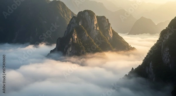 Obraz 金色の霞と孤峰