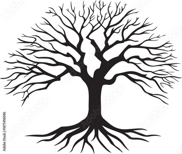 Fototapeta Spiritual Tree with Roots Vector Graphics