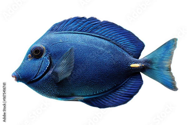 Fototapeta Vibrant blue fish isolated on transparent background, showcasing intricate scales and fins. background removed