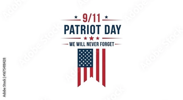 Fototapeta A solemn commemorative tribute for the eleventh of September national day of remembrance featuring a patriotic American flag vector graphic