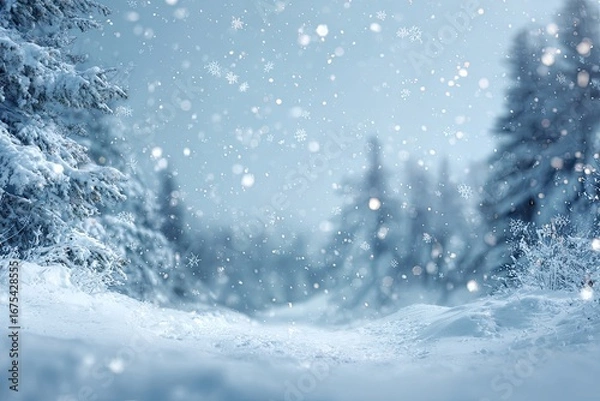 Obraz Snowy winter forest scene