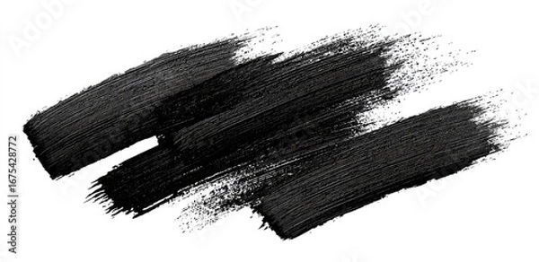 Obraz Black paint brushstrokes on white background