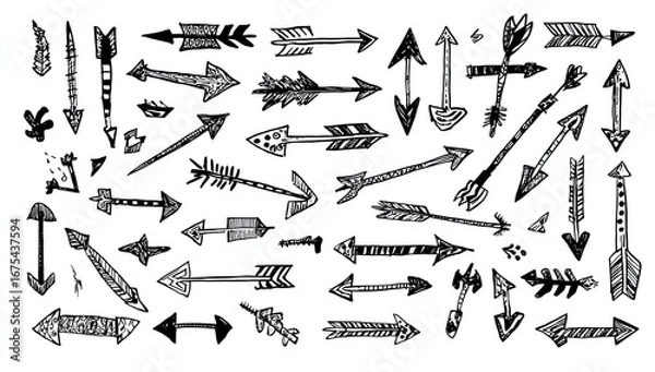 Fototapeta Collection of hand-drawn arrows in various styles (2)