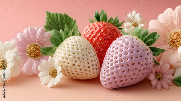 Fototapeta Easter eggs and tulips with flowers