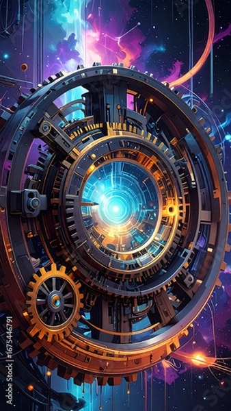 Obraz Abstract futuristic mechanism illustration