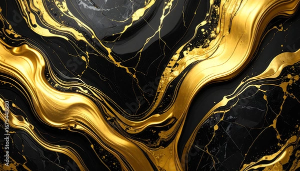 Obraz Abstract gold black marble design