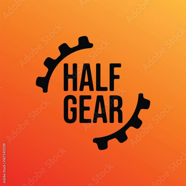 Fototapeta mechanical cog gears concept. half gear in corner abstract logo icon. single color vector illustration