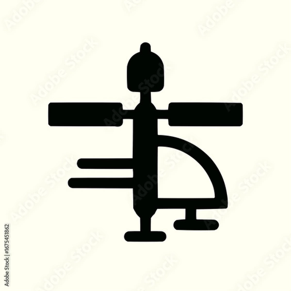 Fototapeta Isolated vector illustration of vintage medical laboratory equipment including a microscope, clamp, and faucet