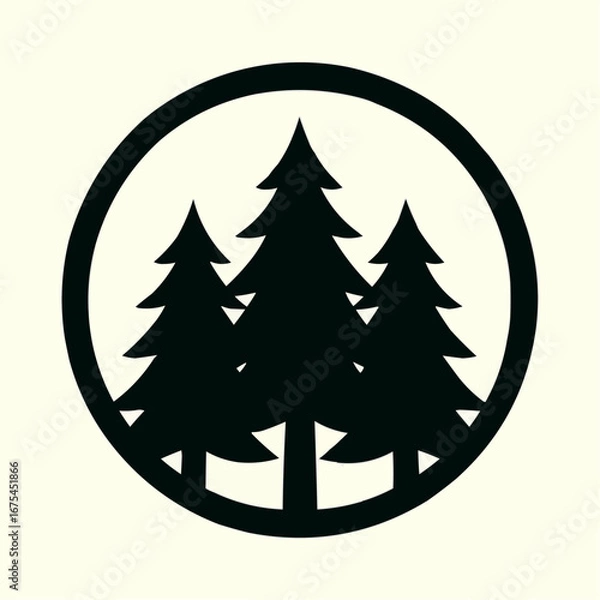 Fototapeta A vibrant vector set of Christmas tree icons and holiday winter fir decorations with snow